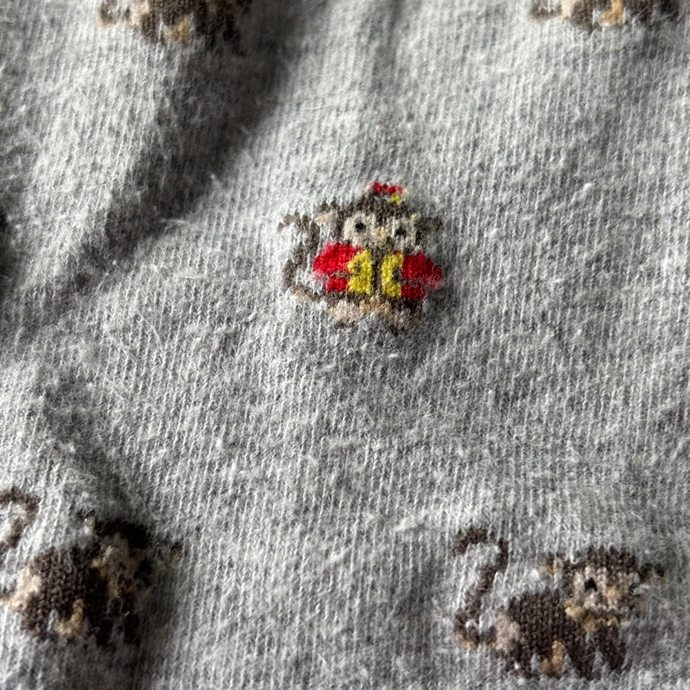 Hot Sox Gray Sweater with Monkey Pattern